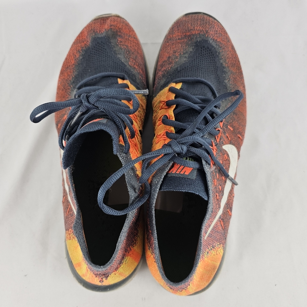 Nike Free RN Flyknit 2017 Men's Running Shoes Orange Grey 880843-401 Size 13 - Picture 8 of 9
